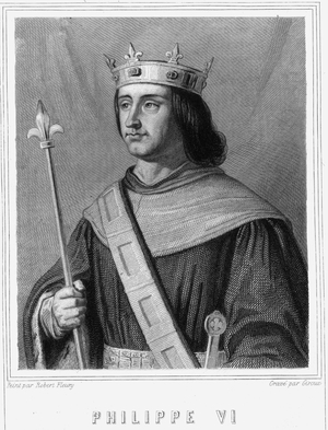 Portrait of Philippe VI de Valois (1294 - 1350), King of France - in “Histoire des Français”” by Lavallée, engraving, sd., 19th century.