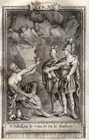 O Sun you see it, and you suffer it! Ulysse answered me without moving: Jupiter wants it... engraving of 1798 by Monnet in “Les Aventures de Telemaque, fils d'Ulysse” (The adventures of Telemachus) by Francois de Salignac de La Mothe-Fenelon dit Fenelon -