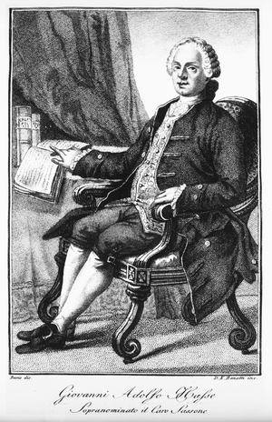 Portrait of Johann Adolf Hasse German composer - Italian engraving of the 18th century