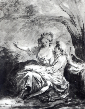 A Meeting Place for Love, 18th century (sepia on paper)