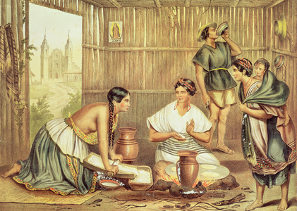 Indians Preparing Tortillas, from 'An Album of the Mexican Republic' (lithograph)