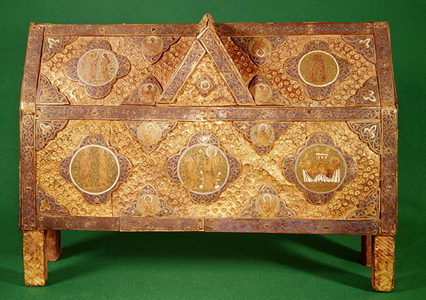 Reliquary chest of St. Calminius, Limoges (copper & champleve enamel)
