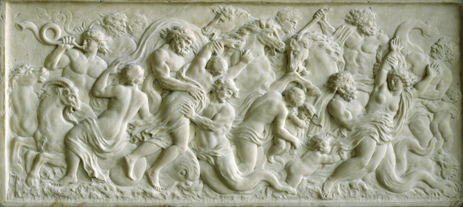 Relief depicting nereids carried away by tritons (marble)