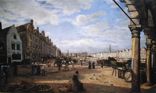 The Grande Place d'Arras on Market Day, 1878 (oil on canvas)