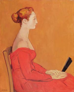 Portrait of Hermione in a Red Dress, 1955 (oil on canvas)