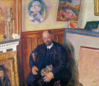 Portrait of Ambroise Vollard (1868-1939) with his Cat, c.1924 (oil on canvas)