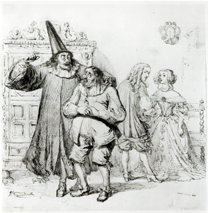Argan and Monsieur Purgon, from 'Le Malade Imaginaire' (1673) by Moliere (pen & ink on paper)