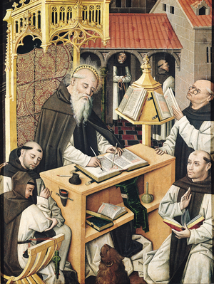 Interior of a Scriptorium, 16th century (oil on panel)