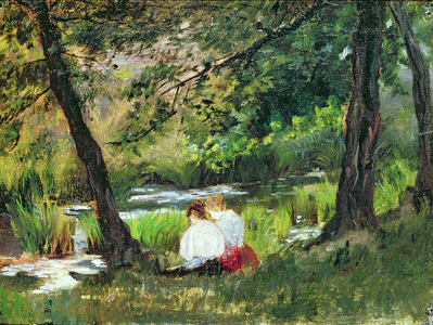 Two Seated Women (oil on canvas)