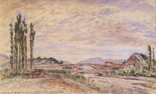 The Pont de Lesdiguieres, near Grenoble, 1883 (watercolour on paper)