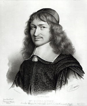 Portrait of Nicolas Fouquet (1615-80) engraved by Maurin (lithograph)