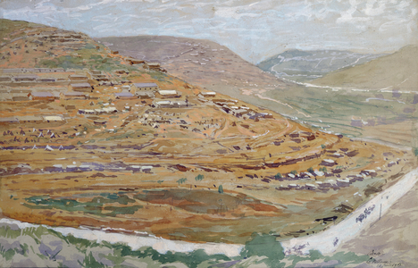 Encampment of Allied Soldiers in the Karst Valley, Slovenia, 16th June 1917 (w/c on paper)