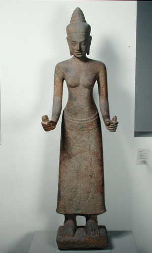 Statue of the goddess, Lakshmi, from Preah Ko, Bayon Style, 12th-13th century (sandstone)