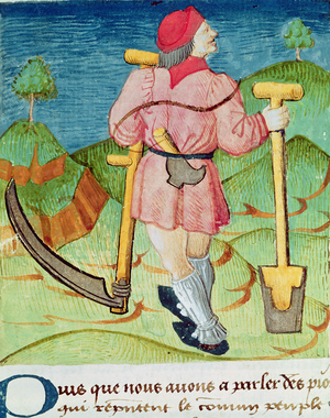 Ms.3066 fol.39v The Labourer, from 'Le Livre des echecs moralises', by Jacques de Cessoles, 15th century (vellum)