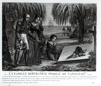 The Family of General Henri-Gratien Bertrand (1773-1844) at the Tomb of Napoleon Bonaparte (1769-1821) 1821 (lithograph)