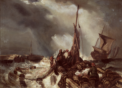A Fisherman Pulling in a Net, 1868 (oil on canvas)