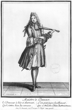 The dancing master (engraving) (b/w photo)