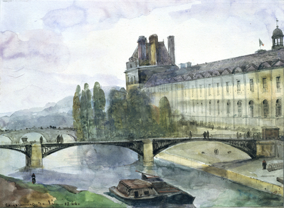 View of the Pavillon de Flore of the Louvre, 1844 (pen & ink and w/c on paper)