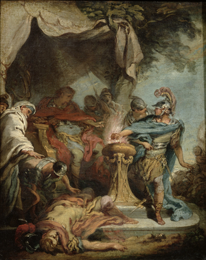 Mucius Scaevola before Porsenna (oil on canvas)