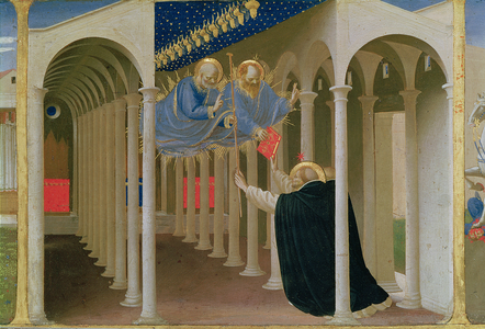 Apparition of SS. Peter and Paul to St. Dominic, from the predella panel of the Coronation of the Virgin, c.1430-32 (tempera on panel)