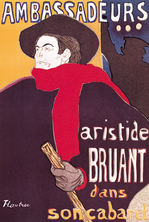 Poster advertising Aristide Bruant (1851-1925) in his cabaret at the Ambassadeurs, 1892 (lithograph)