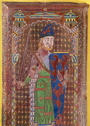 Detail of the tomb plaque of Geoffrey Plantagenet, c.1151-55 (enamel on gilt copper) (see also 179331)