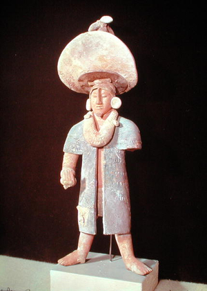 Standing masculine figure, from the cemetery on the Isle of Jaina, Campeche State, 7th-10th century (polychrome terracotta)