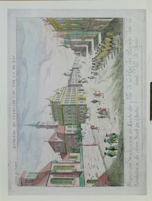 Rue des Recolets, Quebec, from 'Collection des Prospects' (coloured engraving)