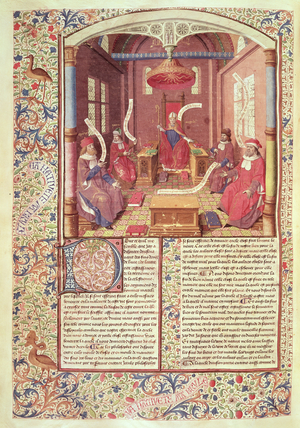 St. Augustine, Epicurus, Zeno, Antiochus and Varro, 15th century (vellum)