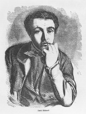 David Sechard, illustration from 'Les Illusions perdues' by Honore de Balzac (engraving) (b/w photo)