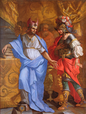 Meeting between Abraham and Melchizedek (oil on canvas)
