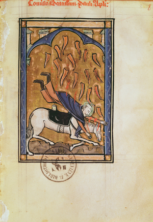 Ms 2689 fol.8r The Conversion of St. Paul, from the Psalter of the Abbey of St. Elizabeth de Genlis (vellum)