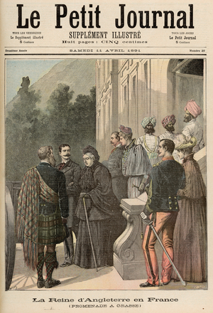 The Queen of England in France: A Walk in Grasse, 1891 (lithograph)