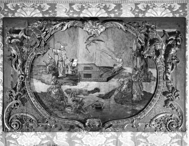 Overdoor panel with chinese subject, c.1730 (polychrome & gilded wood)