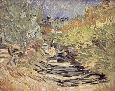 A Road in St. Remy with Female Figures, 1889 (oil on canvas)