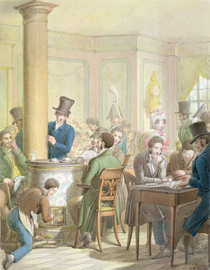 The Cafe de Commerce, from 'Tableau de Paris' (watercolour on paper)