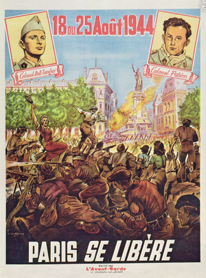 Poster depicting the liberation of Paris, 18th August 1944 (lithograph)