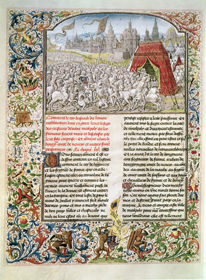 Ms t.4 fol.230 Battle of Nicopolis in 1396, facsimile of the Breslau manuscript, from 'Froissart's Chronicle', 1472 (vellum)