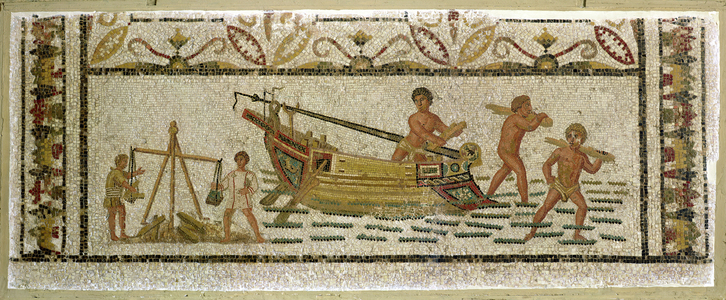 The unloading of a ship (mosaic)
