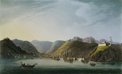 View of the West Side of Porto Ferraio Bay, Elba, engraved by Francis Jukes (1747-1812) published by J. Daniell, April 1814 (coloured engraving)