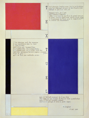Tableau-Poeme, with text by Michel Seuphor, 1928 (pencil, pen, ink & gouache on cardboard)
