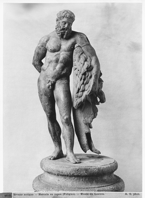 Herakles resting, a Hellenistic reduced copy of an original of c.320 BC (bronze) (see also 210329) (b/w photo)