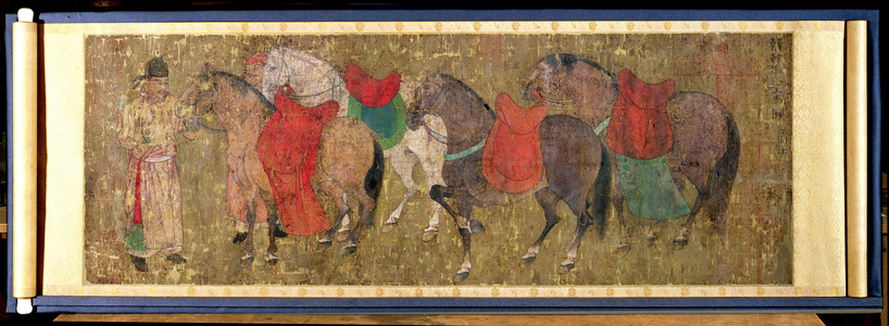 A Groom with Horses, 8th century (watercolour on paper)