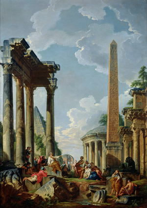 Architectural Capriccio with a Preacher in the Ruins, c.1745 (oil on canvas)