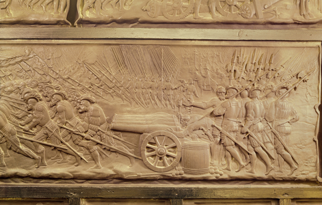 Tomb of Francis I and Claude, Duchess of Brittany, detail of canons at the Battle of Marignan, 1548 (marble)