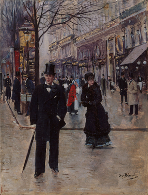 On the Boulevard, c.1880 (oil on panel)