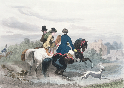 Neighbourly Visit, from 'Journal les Modes Parisiennes', printed in Paris (engraving)