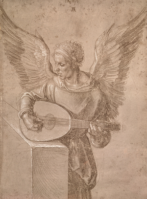 Angel playing a lute, 1491 (chalk on paper)