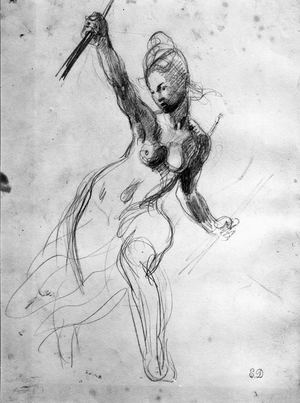 Female Nude, study for Liberty Leading the People (pencil on paper)