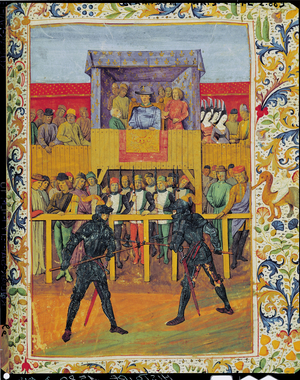 A Tournament of Hand-to-Hand Combat, from 'Le Jouvencel' by Jean de Bueil (vellum)